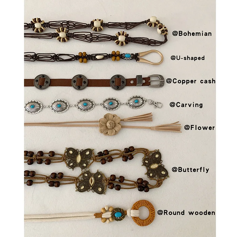 Bohemian retro braided ethnic waist rope accessories belt women's decoration with skirt high-end waist chain