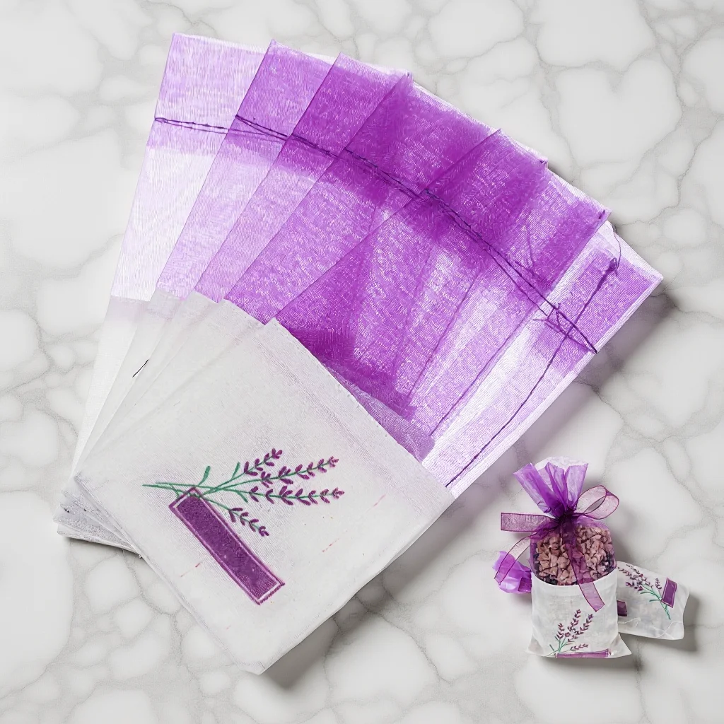 

25Pcs Lavender Bags Floral Printing Empty Drawstring Pouch for Herbal Storage Wedding Favor Candy Bags Drawstring Bag