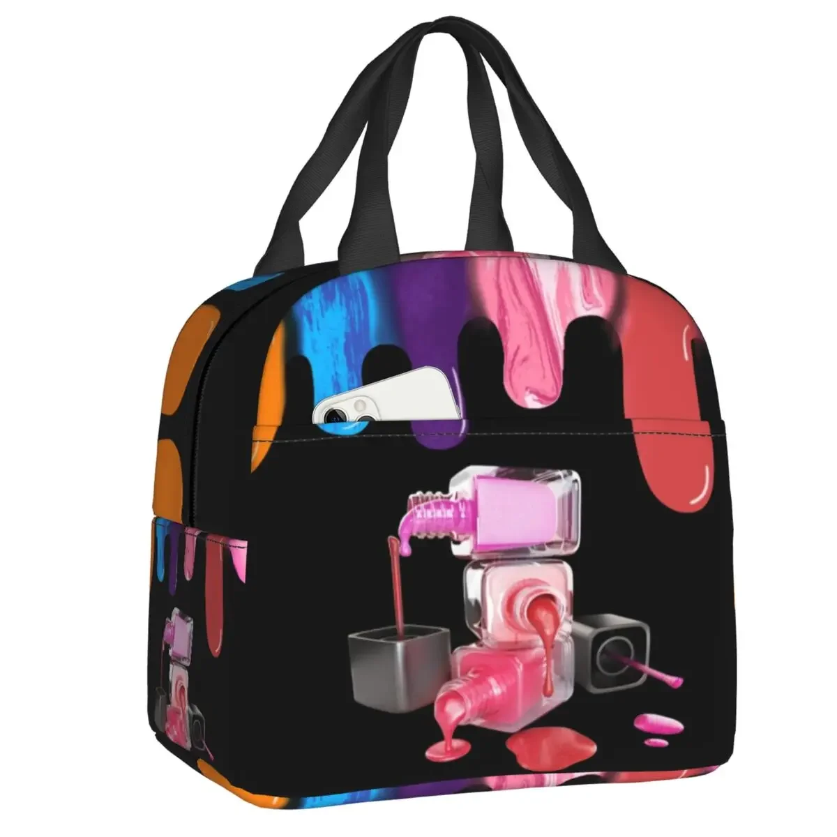 Custom Pretty Nail Polish Bottles Thermal Insulated Lunch Bag Women Lunch Container for Kids School Children Storage Food Box