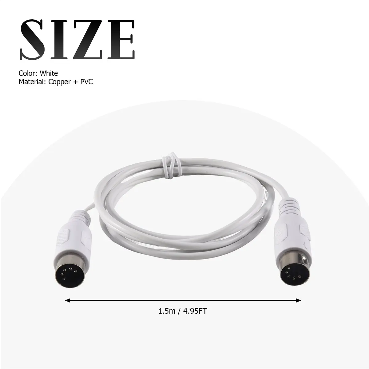 T34C MIDI Extension Cable to Male 5 Pin 1.5/4.95FT High Quality 5 Pin Male to 5 Pin Male MIDI Extension Cable