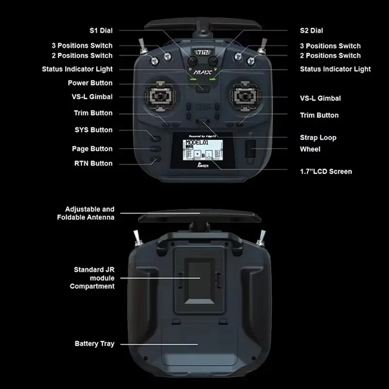 Jumper T12 MAX Radio Controller VS-M Hall Sensor Gimbals RDC50 2,4 GHz Sender Fernbedienung Für RC FPV Long Rang Drone