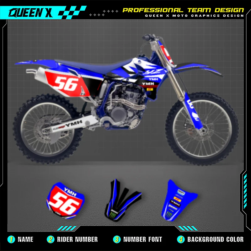 

QUEEN X MOTO Motorcycle Graphics Decals For YAMAHA YZF250 450 2005 2004 2003 Motorcycle Decal Sticker 002