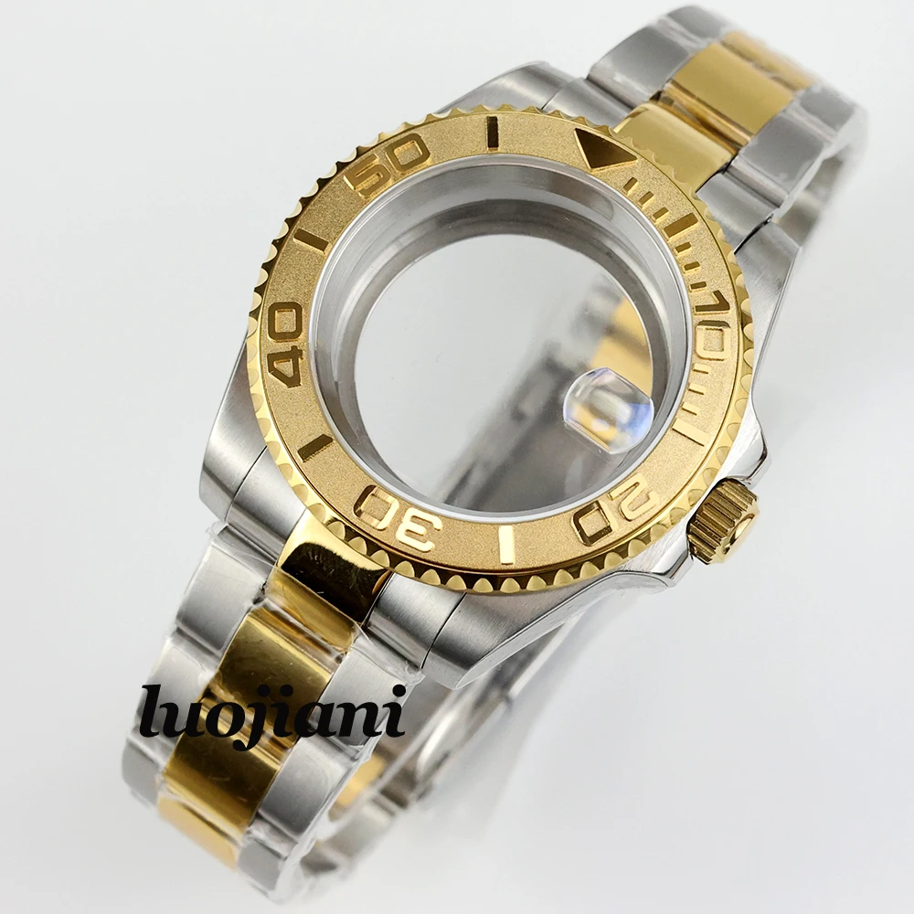 40mm NH35 case jubilee /oyster bracelet gold silver sapphire glass fit submariner gmt NH35 NH36 movement 28.5mm dial watch case