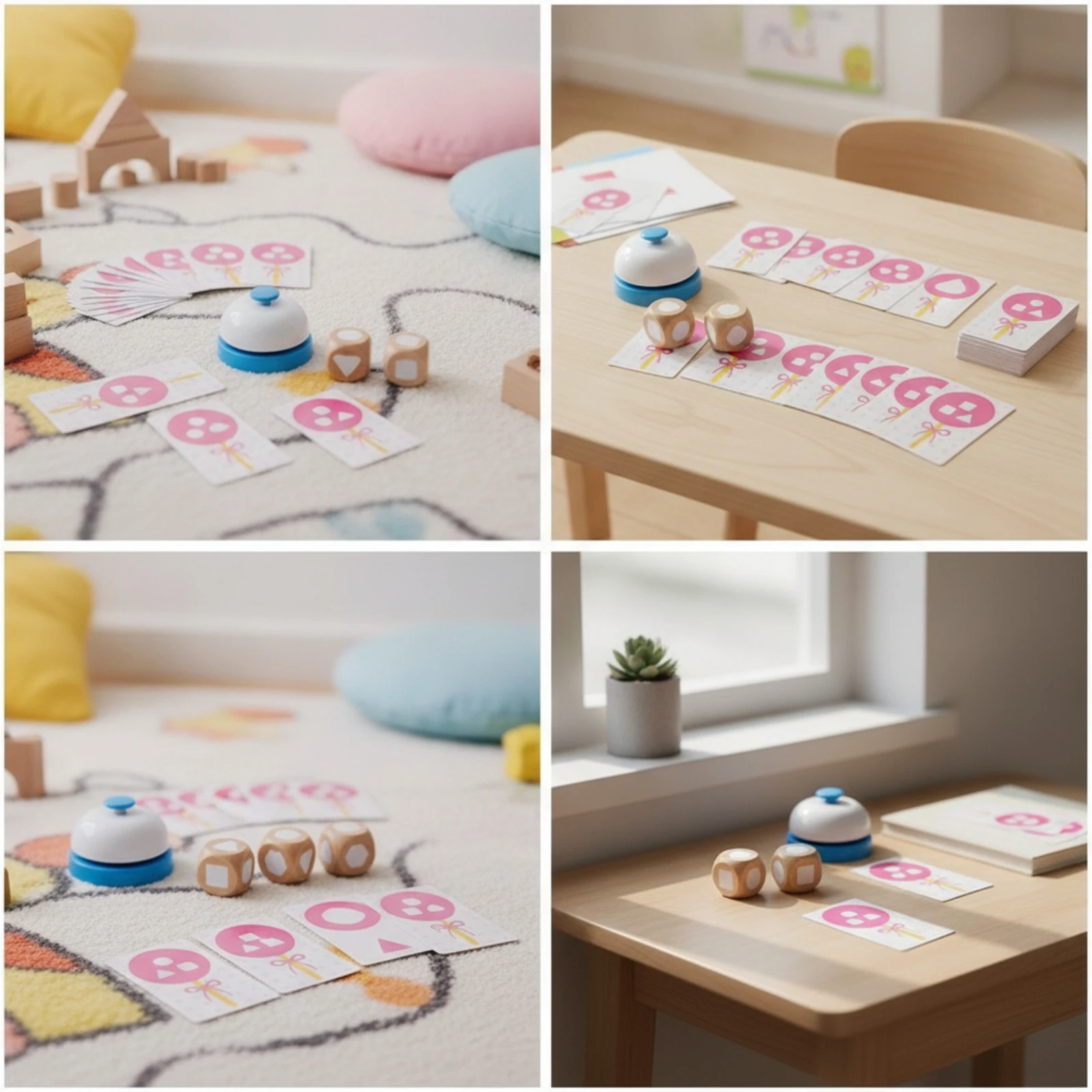 Wooden Matching Game Child-Centered Matching Game with Bell Toy Interactive Educational for Preschoolers, Homeschool, Classroom