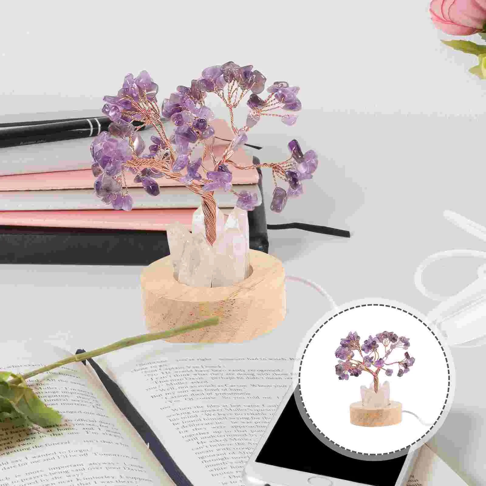 

Amethyst Night Light Bedside Small Crystal Tree Lamp Lamps Decorative Desktop Money