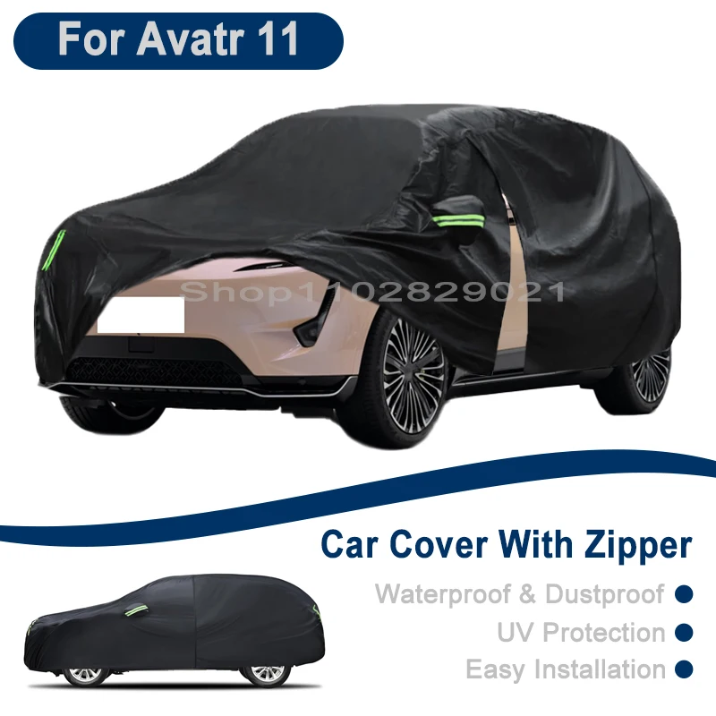 

Outdoor Full Vehicle Cover For Avatr 11 - Side Zipper Design, Waterproof Dustproof Sun Protection Car Cover