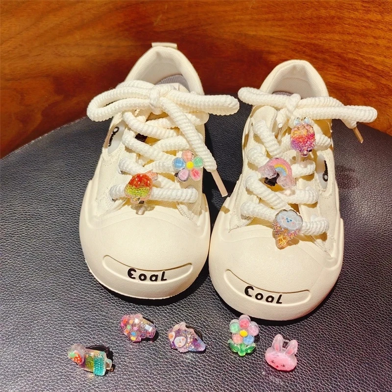 Cute Cartoon Shoe Charms Colorful Resin Lace Ornaments Detachable Shoelace Decor Clips for Kids Sneakers Canvas Shoes Accessorie
