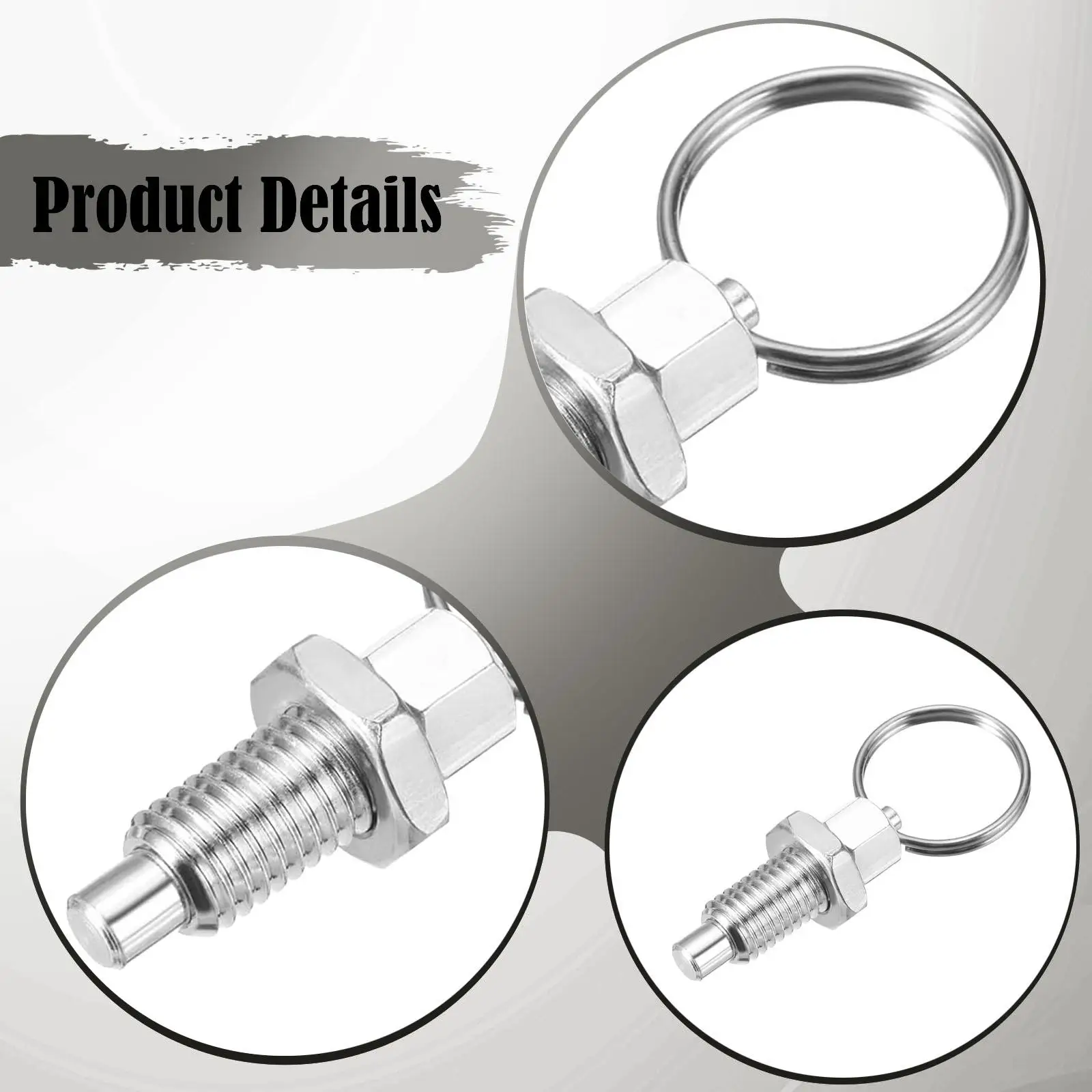 Spring Plunger with Pull Ring M10x1.5 Stainless Steel Indexing Plunger for Cabinet Electrical Appliances
