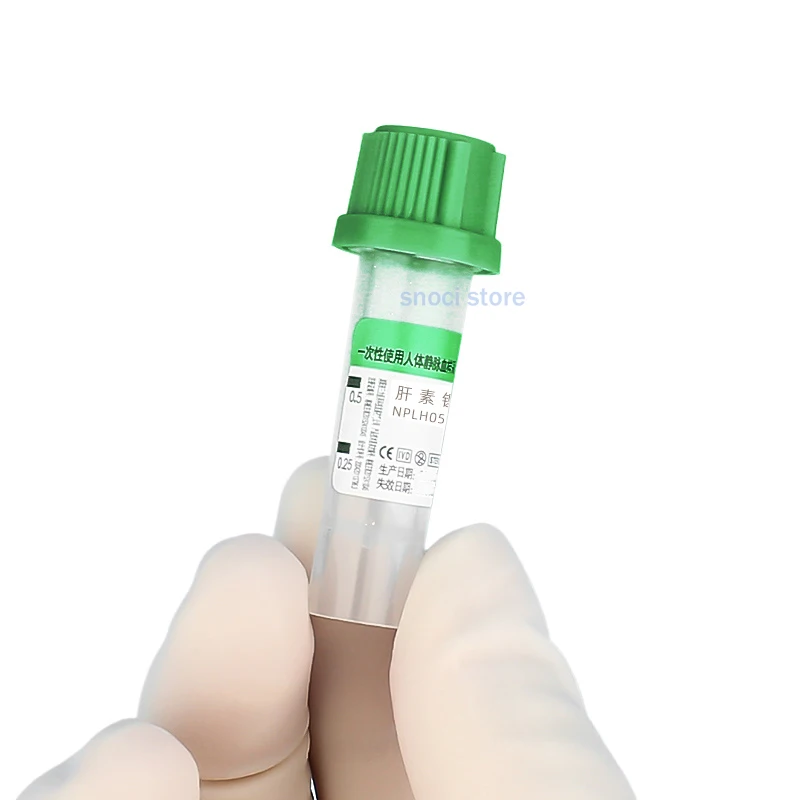Sterylne mikropróbkowniki do pobierania próbek z dodatkiem heparyny sodowej, zielona nakrętka, próbkowniki typu Vac, do badań laboratoryjnych, pojemność 0,5 ml, oznaczenie CE. — zdjęcie produktu 5