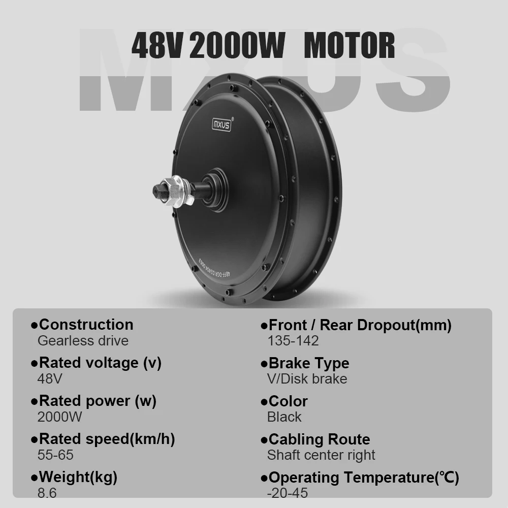 MXUS-motore del mozzo della ruota senza spazzole, Kit di conversione bici elettrica, 48V, 1000W, 2000W, 72V, 3000W, 5000W, marchio MXUS