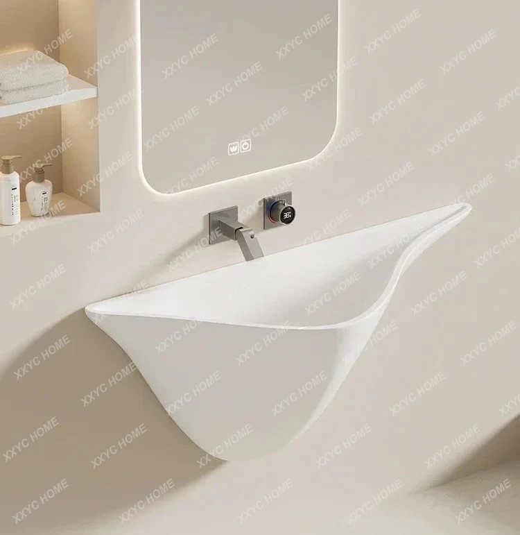 

Умывальник с открытой улыбкой, полувстроенный умывальник, очень узкий акриловый умывальник из микроцемента