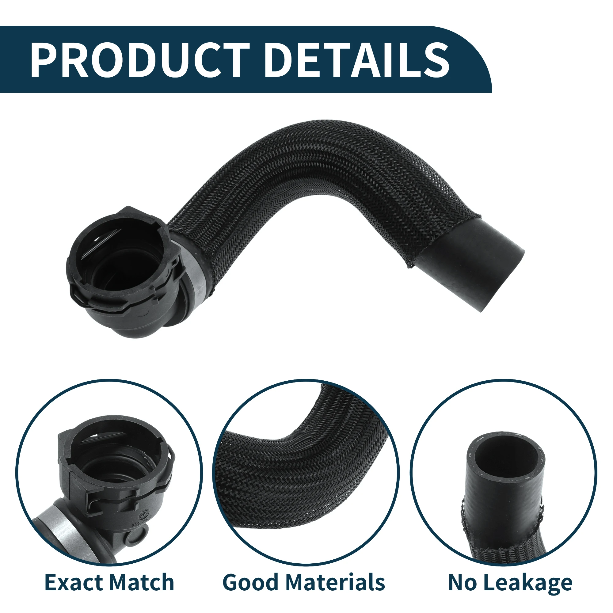 UXCELL ラジエーターホース ヒーターホース ラジエーター出口ホースパイプ ミニクーパー18-23用 No.17128658482 ゴム製水パイプ ブラック 1個