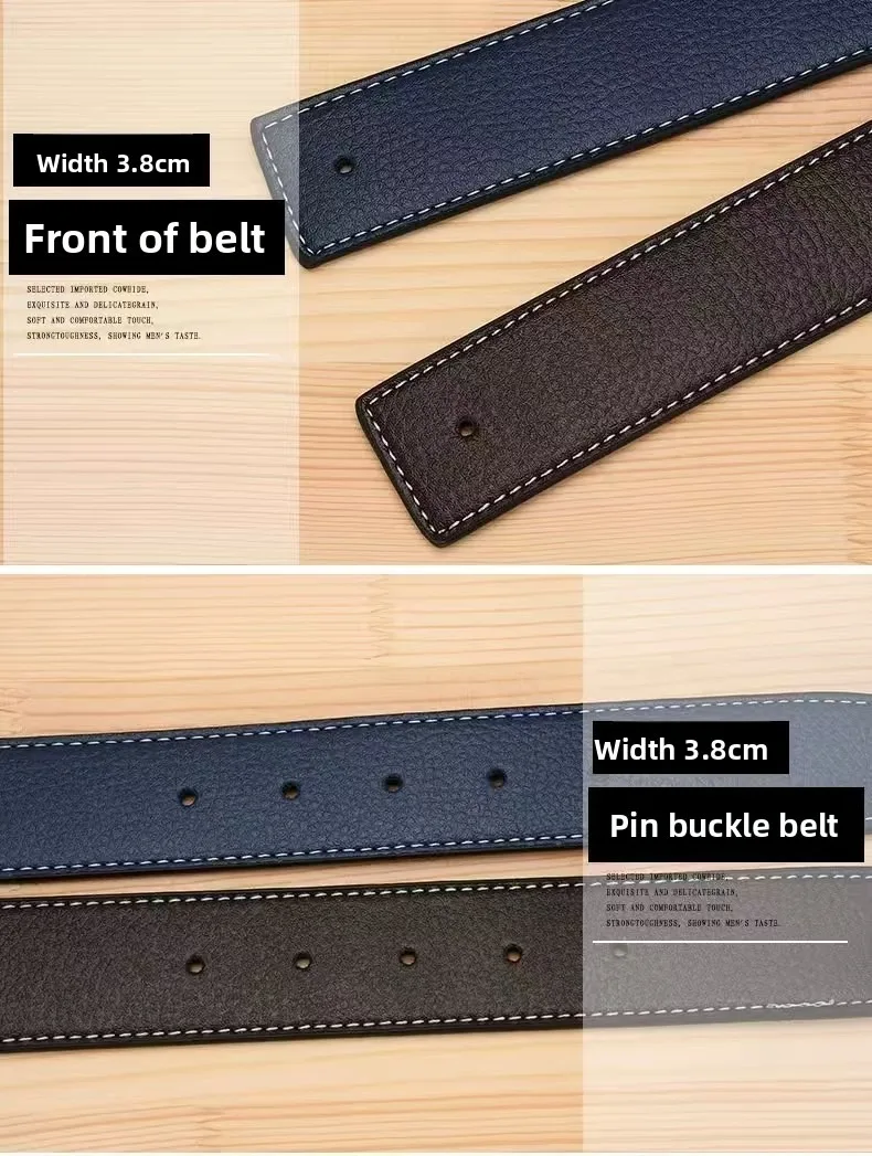NEUE Luxus Marke Gürtel Männer Hohe Qualität Pin Schnalle Männlich Strap Fashion Echtes Leder Bund Ohne Schnalle 3,8 cm ceinture – Detail 8
