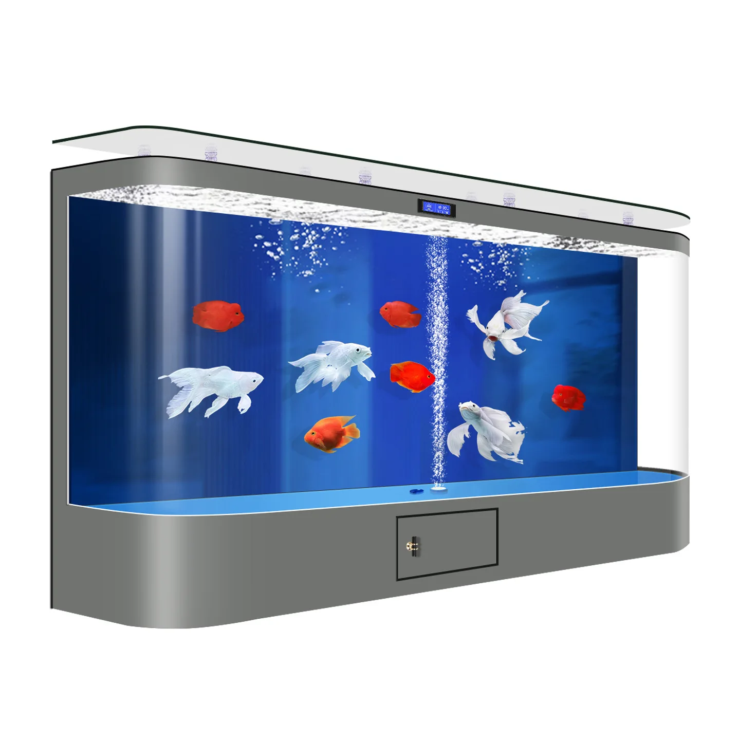 

Супер большой корпоративный аквариум, высококачественный стеклянный резервуар от пола до стены для гостиной, изгибающий стеклянный резервуар без замены воды