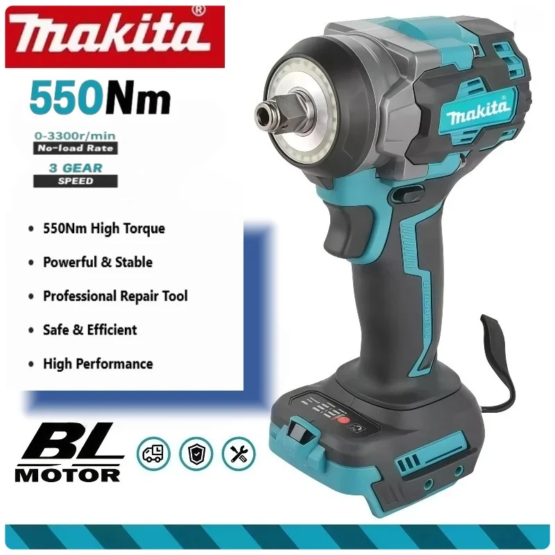 Makita 3500IPM Cordless Impact Wrench 550Nm High Torsion High Concentricity Safe for Electrical Equipment Repair Tool