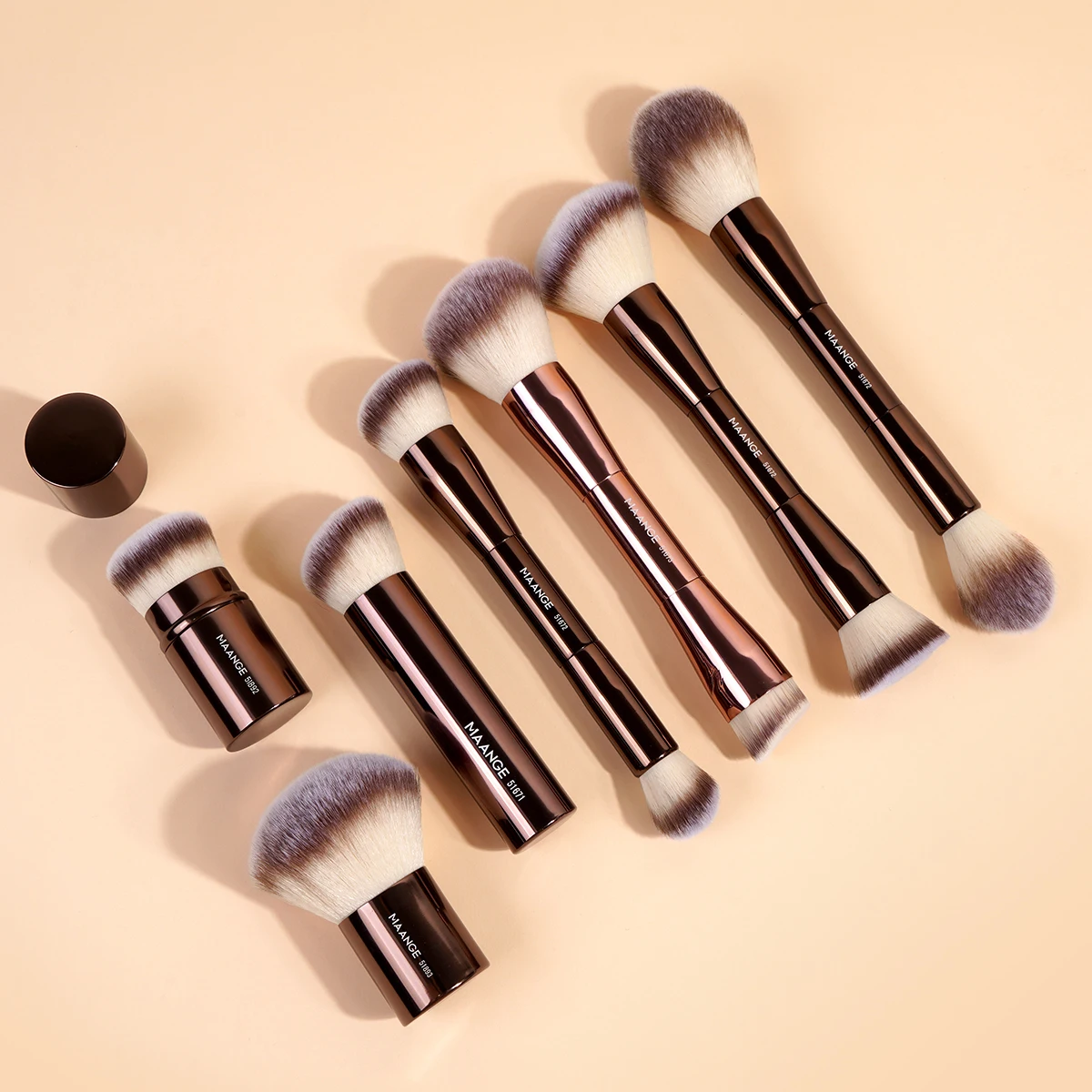MAANGE Professional Makeup Brush Set Double Head Foundation Powder Concealer Blush Makeup Brush Soft Fiber Hair Cosmetic Beauty