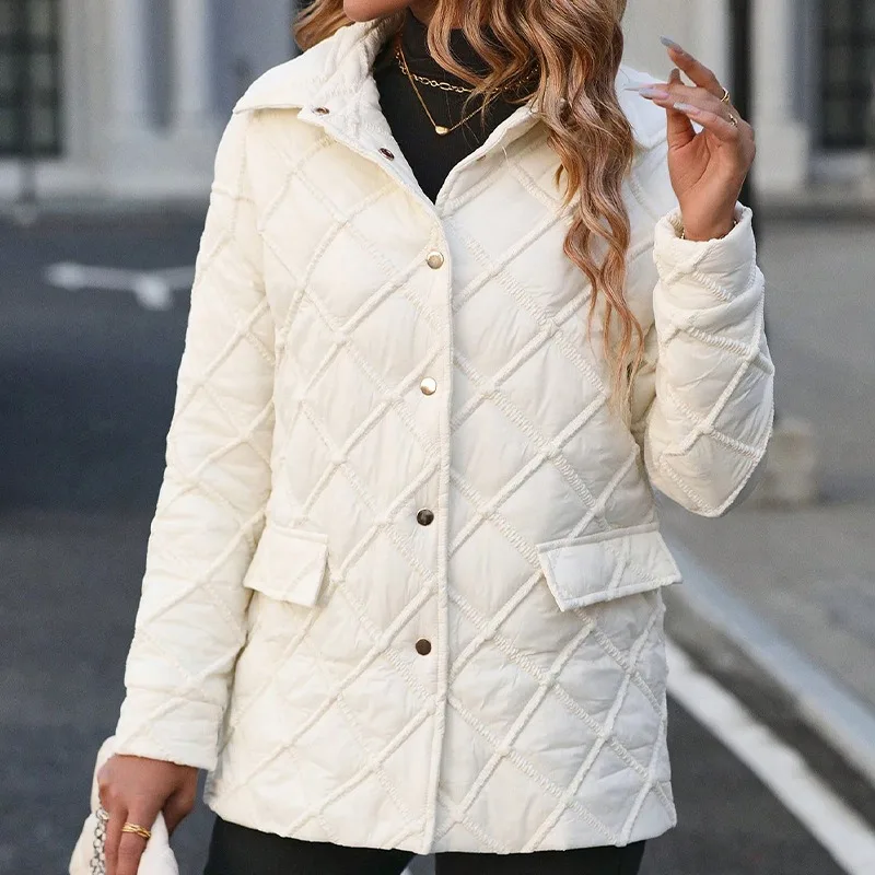 Abrigo térmico de algodón para mujer, chaqueta Simple de manga larga con temperamento para ir al trabajo, moda de invierno