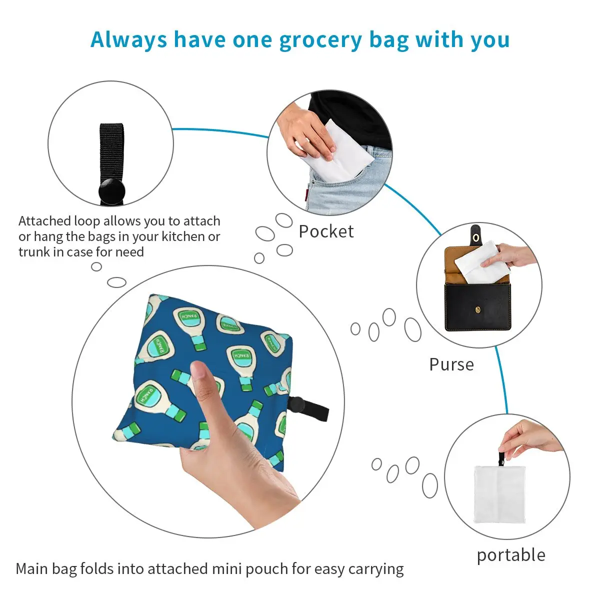 مزرعة - حقيبة تسوق لزجاجة تزيين السلطة (أزرق) حقائب حمل محمولة قابلة لإعادة الاستخدام حقيبة كتف للمتسوقين حقيبة يد للبقالة #6