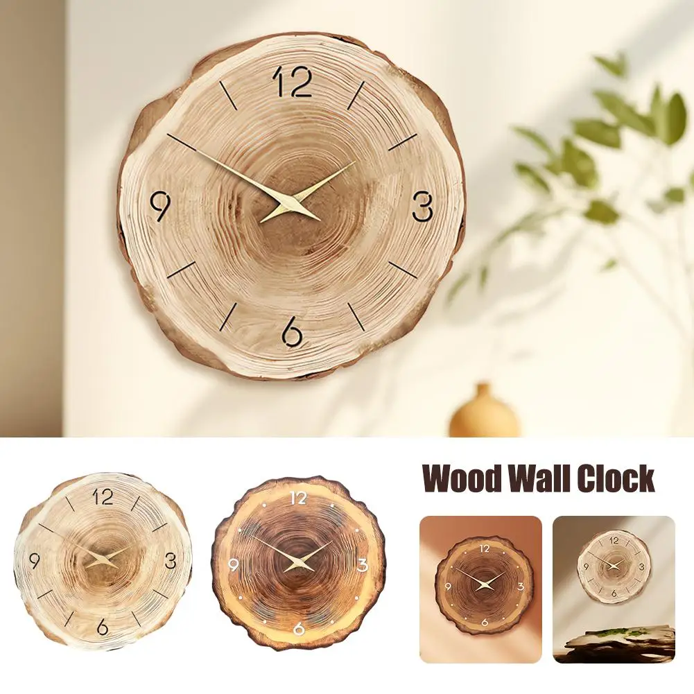 Wood Wall Clock Minimalist Style Super Mute Circular Household Classroom Decoration Clock Supplies School Restaurant Q9L0