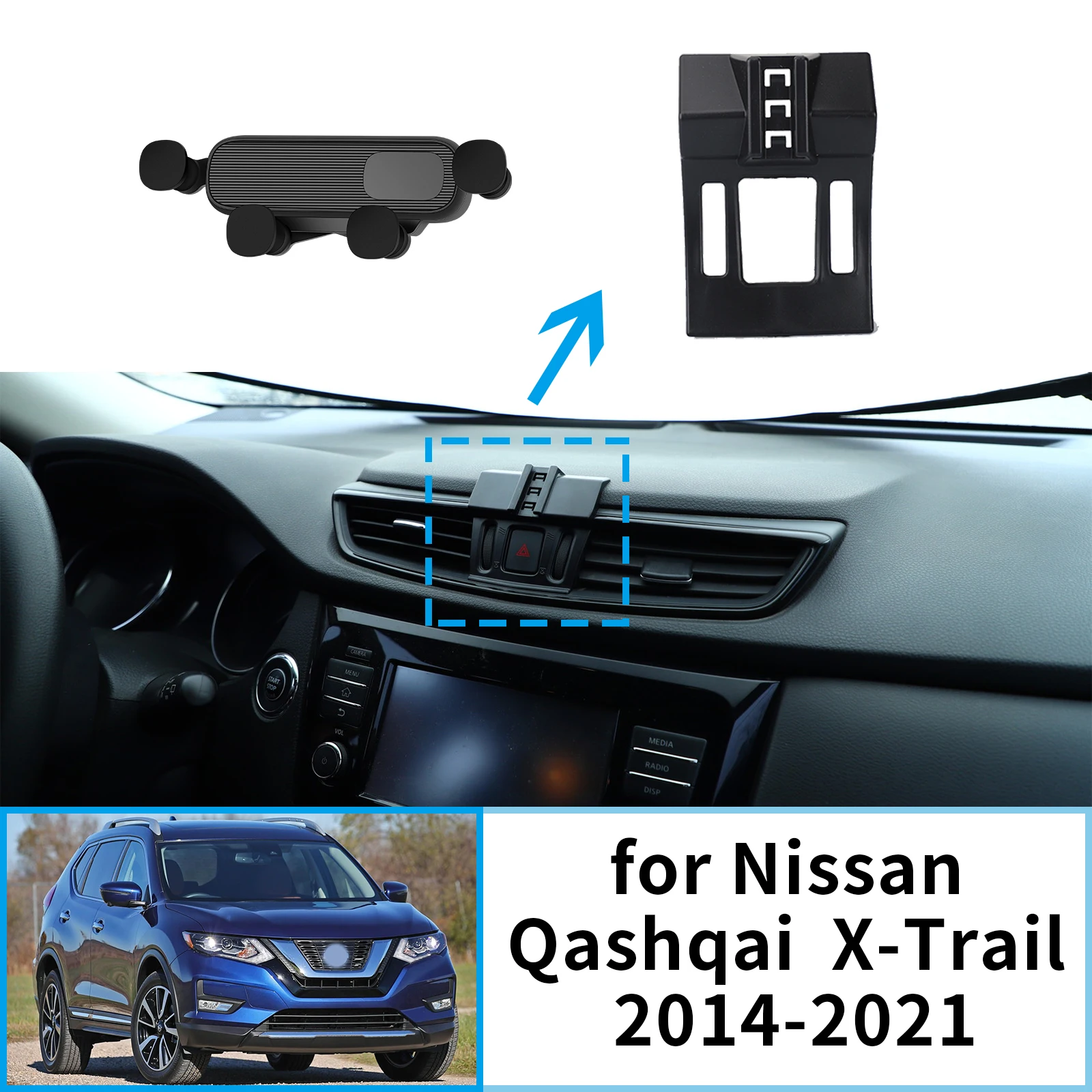 

for Nissan Qashqai J11 X-Trail Rogue T32 T33 2014-2016 2017 2018-2021 Car Mobile Phone Holder GPS Bracket Navigation Stand Auto