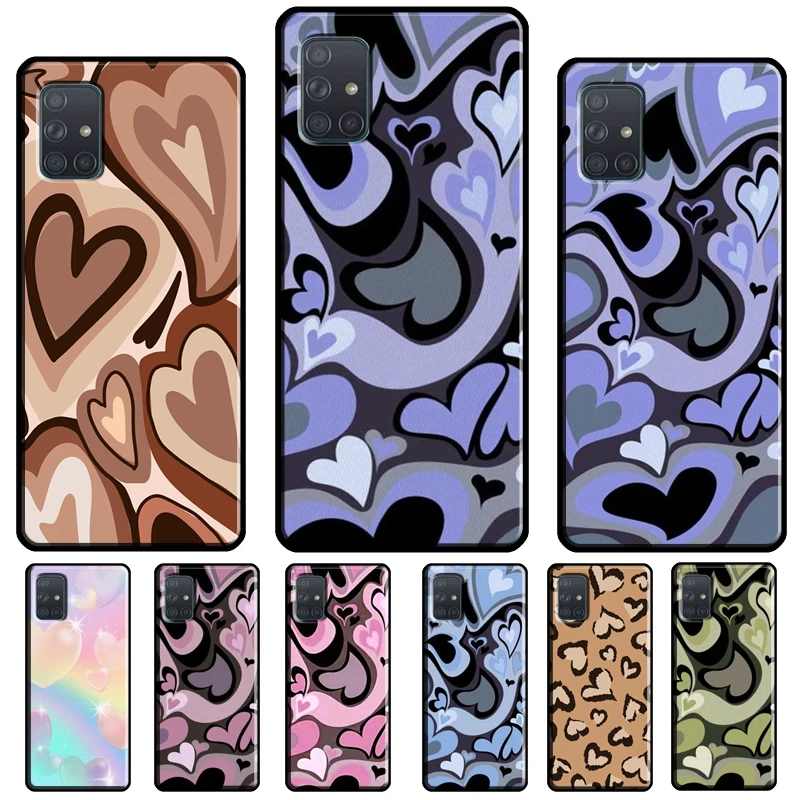 Purple Heart Swirl Aesthetic Case For Samsung A54 A34 A14 A24 A12 A22 A32 A42 A52 A51 A71 A50 A70 A13 A23 A33 A53 Cover