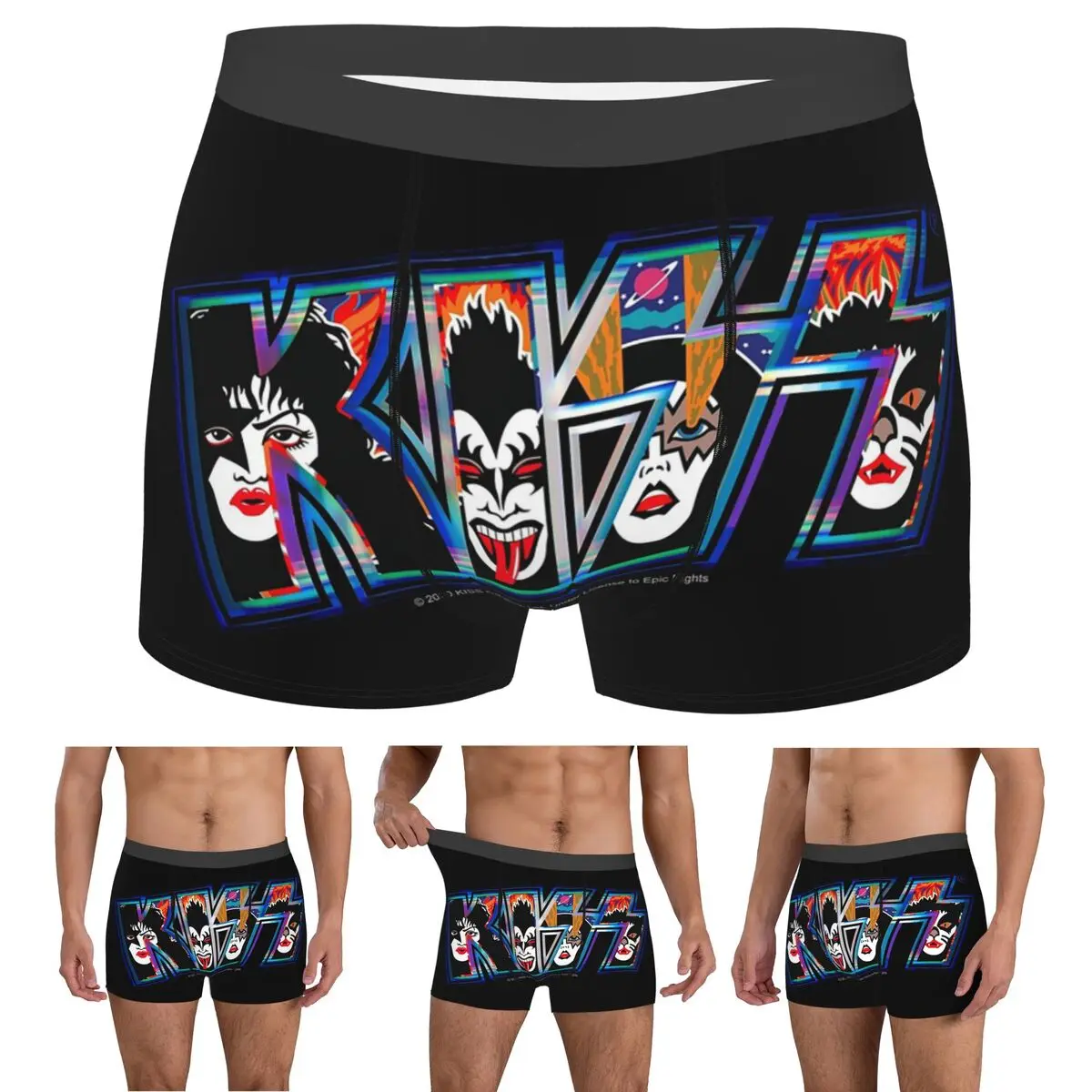 

Boxer Underpants Shorts Kiss Rock Band Retor Panties Men Ventilate Underwear for Homme Man Boyfriend Gift