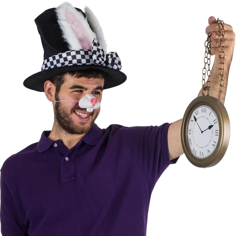 هالوين عيد الفصح الأبيض أرنب أفضل قبعة أليس تأثيري الأرنب الرامي الرجال النساء الساحر زي ملحق دعوى خرافة حفلة الشاي #1