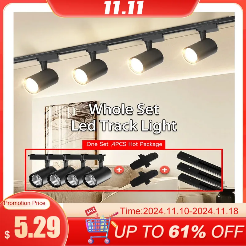 Track Light 220V COB Set Led Track Lighting Rail Lamp Led Spot 12/20/30/40W Store Home 220V Lights Ceil Fixture Shop