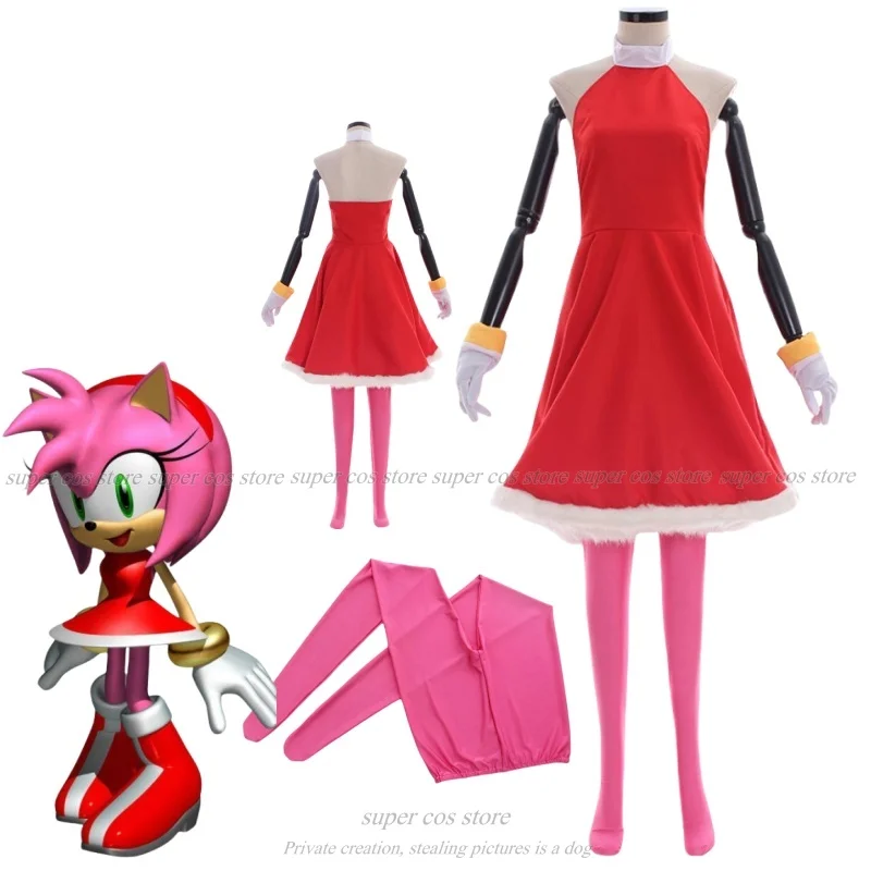 

Костюм для косплея Amy Rose Rosy The Rascal, красное платье для косплея, женский игровой костюм для косплея, платье для ролевых игр на Хэллоуин