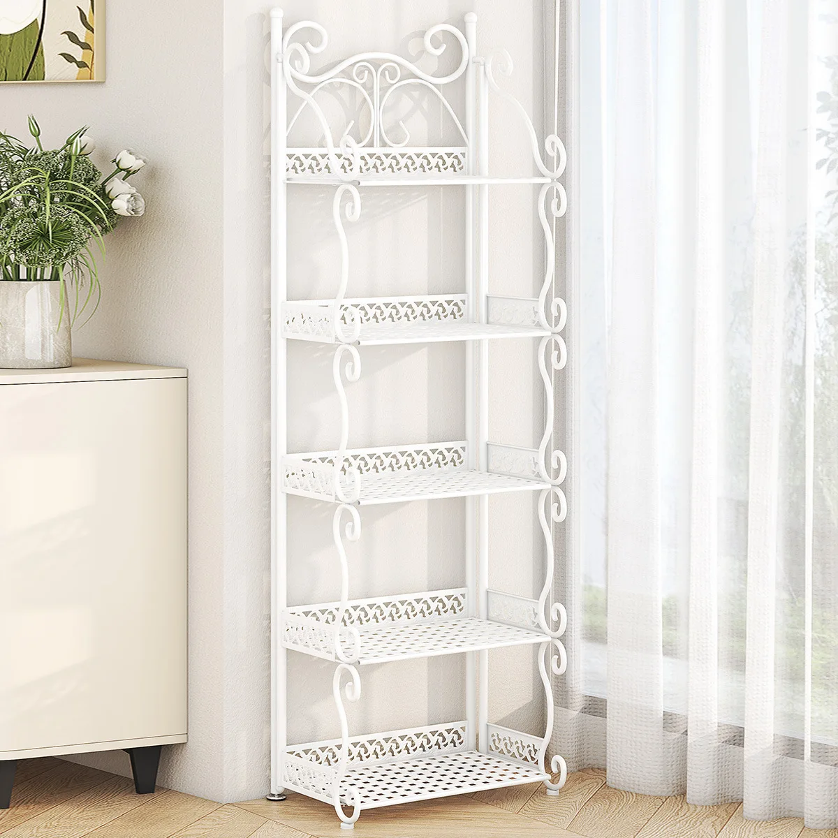 رفوف تخزين متعددة المستويات للحمام، رفوف حوض غسيل الحمام من الأرض إلى السقف، أرفف تخزين قابلة للطي للمطبخ #3