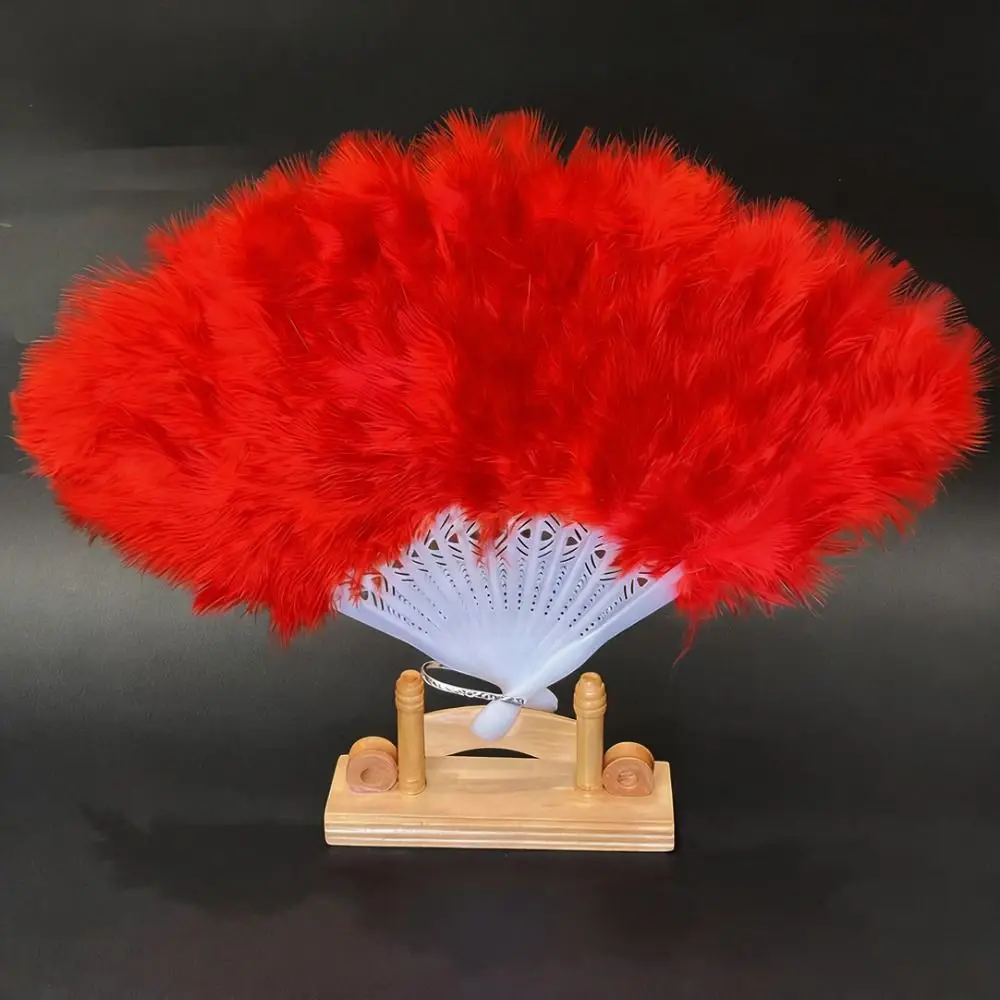 

Elegant Vintage Hand Fan Multicolor Lace White Fur Folding Fan Chinese style Hanfu Accessories Photography Prop