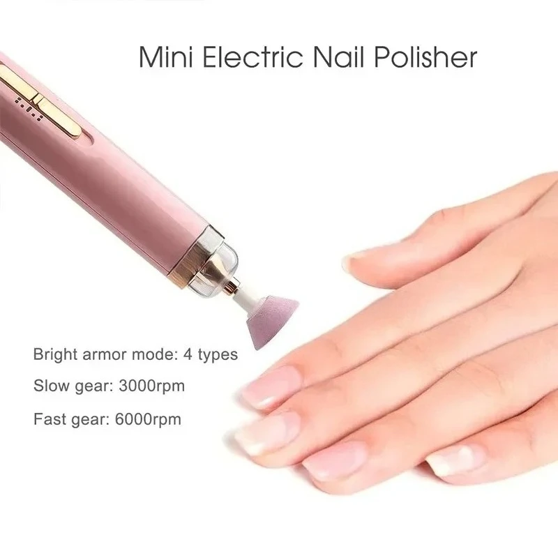 Juego de taladro eléctrico para esmalte de uñas, máquina con luz, múltiples engranajes, portátil para manicura acrílica, pedicura, herramientas de cuidado de pulido