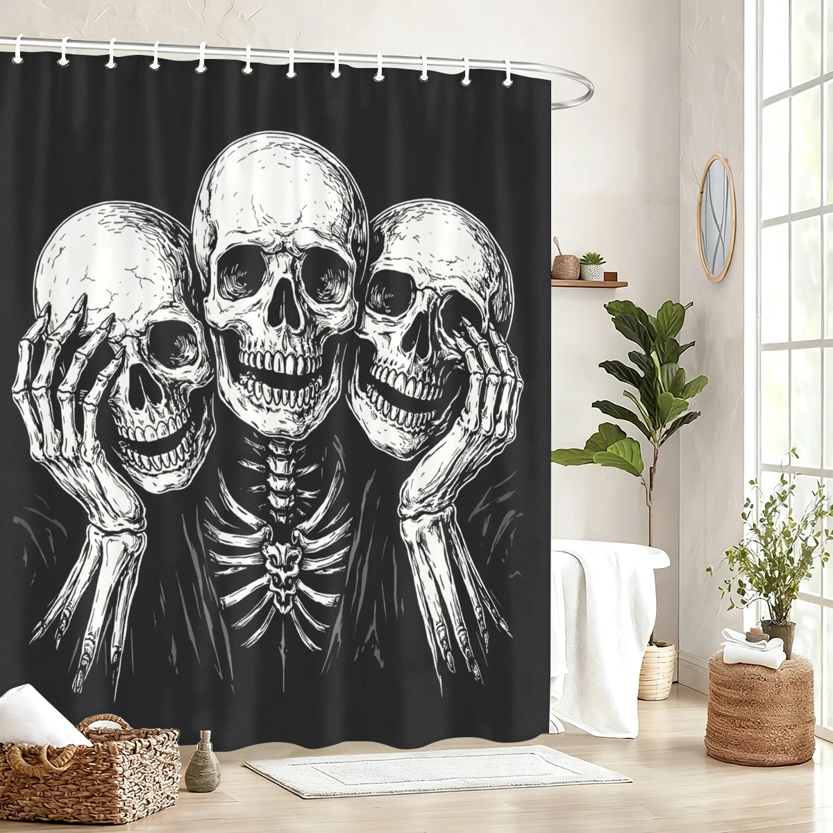 Vintage & Artistic Pattern Polyester Shower Curtain - Stylish Bathroom Decor with Creative Printed Designs for Home Use