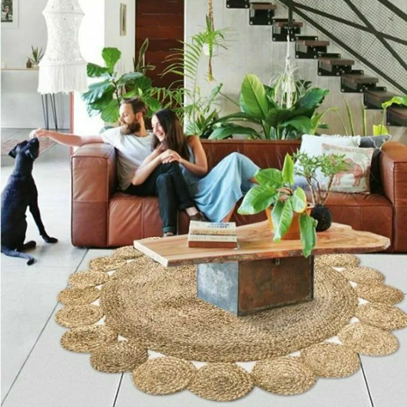 

Rug 100% Natural Jute Braided Style Modern Area Rug Living Home Decor Carpet