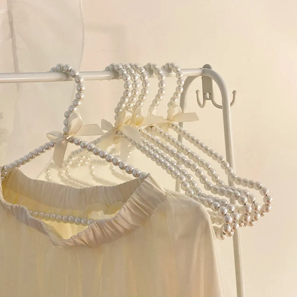 Pearl Design Hangers 3pcs – Anti-Slip Stylish Clothes Hangers for Wedding Decor, Drying & Wrinkle-Free Storage