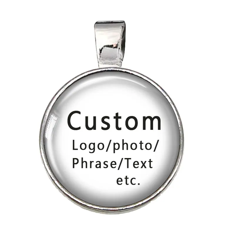 30pcs 25mm Personalized Photo Custom pictures glass cabochon Pendant Silver color/Bronze/Gold/Black Pendant