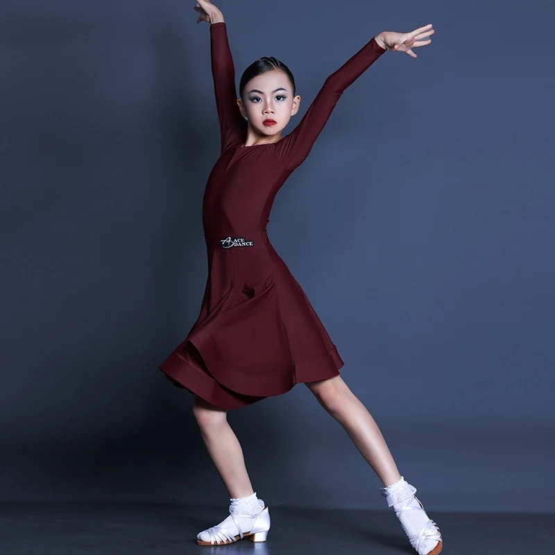 2024 New Latin Dance Performance Costumes For Girls Long Sleeved Fish Bone Skirt Practice Suit Chacha Rumba Latin Dress DN19286