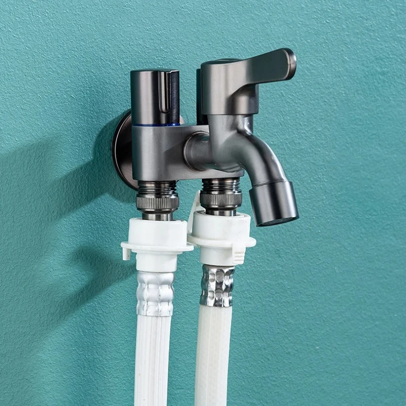 

Швабра для унитаза, смеситель для бассейна, переключатель из нержавеющей стали, кран для стиральной машины, балкон, многофункциональный трехходовой смеситель с угловым клапаном