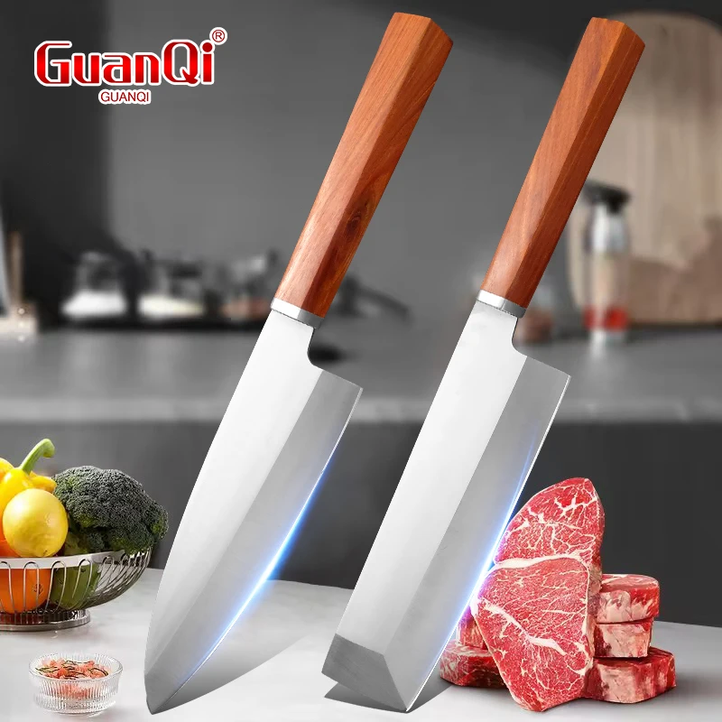 

High Carbon Steel Cleaver Meat Knife Kitchen Chef Knife Professional Cutting Knife For Barbecue Cooking With Wooden Handle