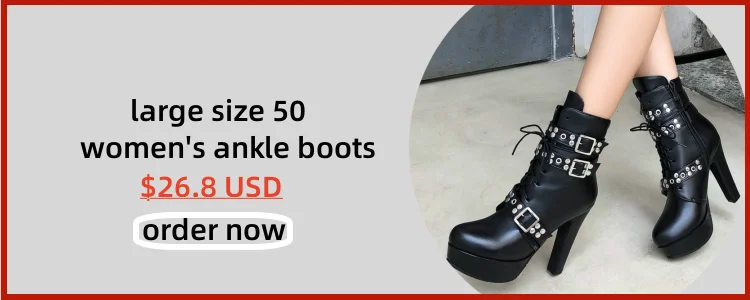 Autumn Winter Women's Ankle Boots Platform White Black Pink Sweet Short Boot Lace up Footwear Lolitas Shoes Girls Big Size 45
