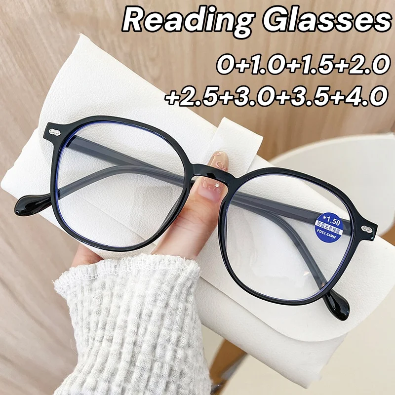 

Unisex HD Large Frame Reading Glasses Women New Fashion Blue Light Blocking Eye Protection Eyeglasses Men Diopter 0 To +4.0