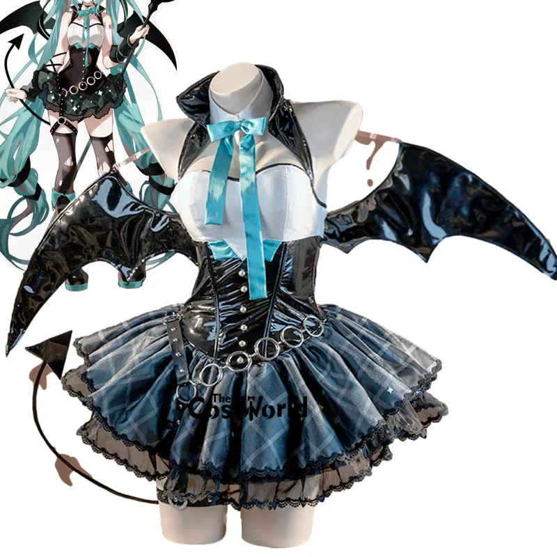 

VOCALOID 2023 Miku x Rascal Collab Little Devil Wings Gothic Dress Uniform Outfit Anime Cosplay Costumes