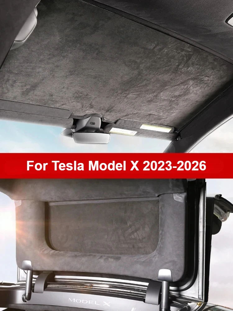 

Front Windshield Visor Sunshade Cover Suede Sun Protection Anti-UV Front Rear Window Curtains For Tesla Model X 2023-2026