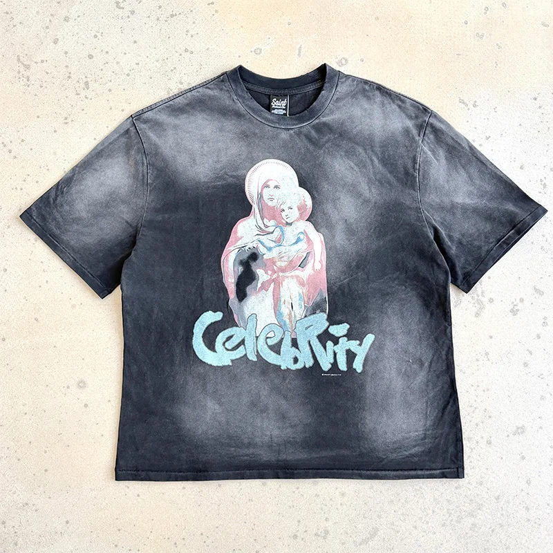 

Футболка Saint X Holy Celebri Limited Edition, модная, из хлопка, с круглым вырезом, повседневная одежда