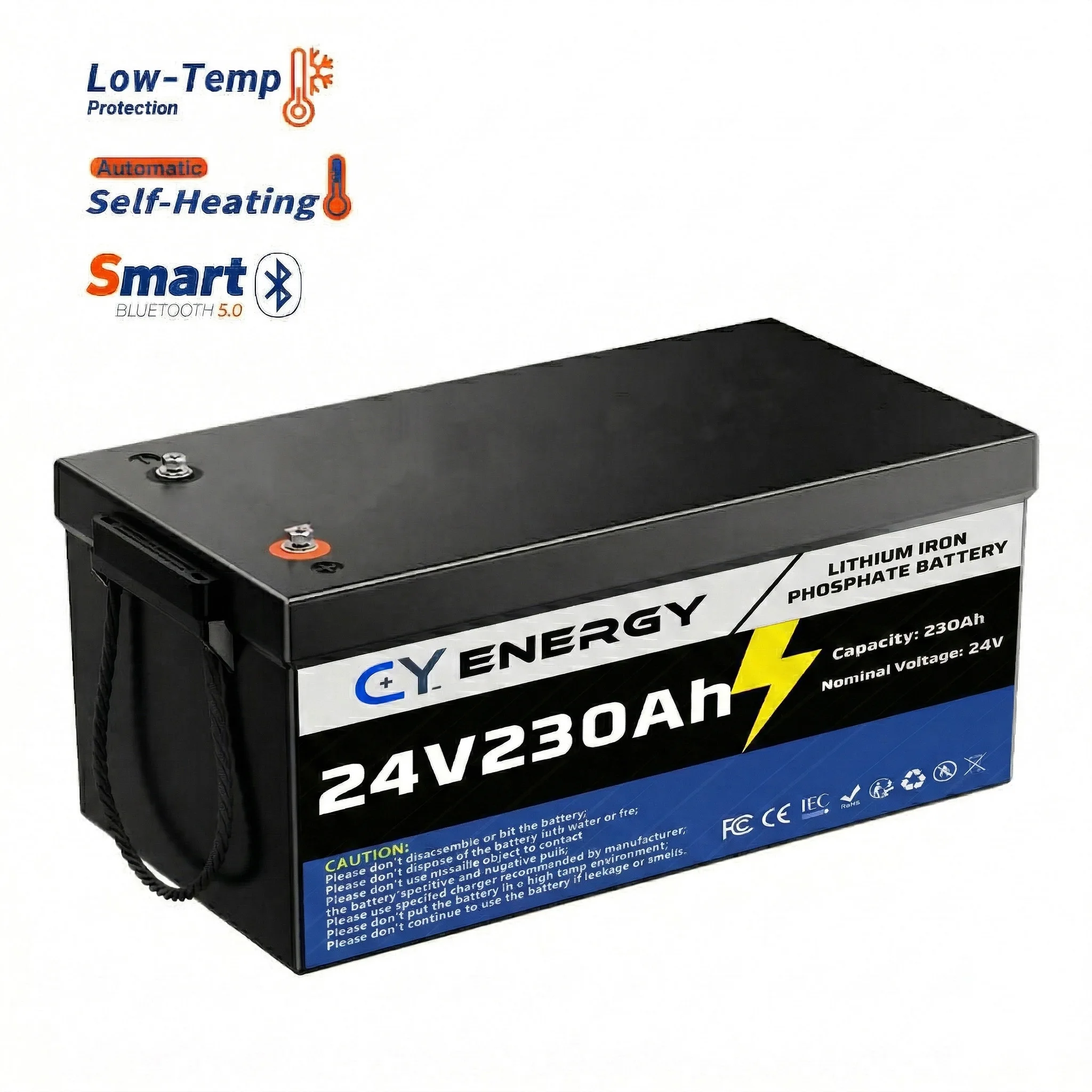 

25.6V 230Ah Dual-Mode Self-Heating Smart LiFePO4 6000-Cycle Lithium Battery BT Low Temperature Deep Cycle Battery RV Off-Grid