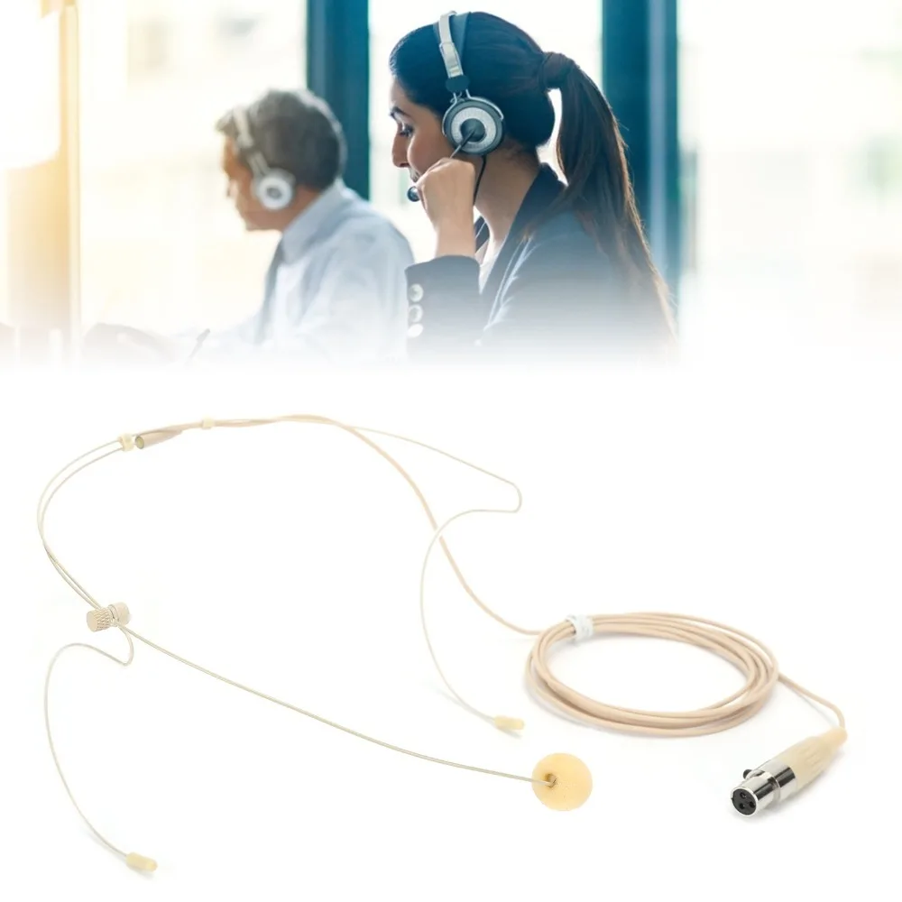 Flexible Beige 3 Pin Connector Headset Microphone Mini XLR Connector Earhook Microphone Condenser Microphone Professional Audio