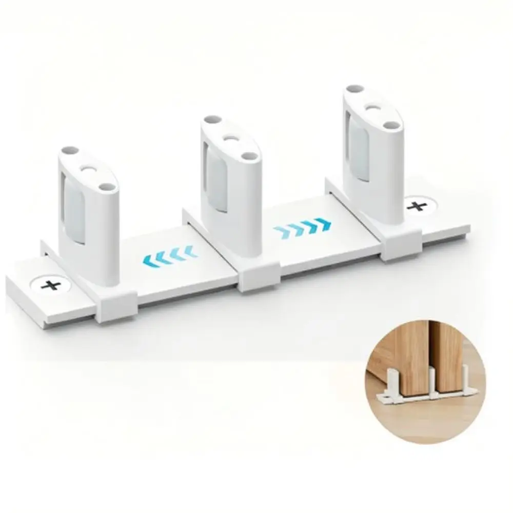 Stable Sliding Wardrobe Door Guide Adjustable Bottom Track Triple Roller Stabilizer For Closet Bypass Doors Hardware Tool