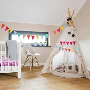 Bunte Jute- und Leinenflaggen, Festivalflaggen, Bunting, Party, Hochzeit, Hängen, Partygirlande für die Heimdekoration 10 Hauptverkaufsflaggen Jute Dekoration - №10