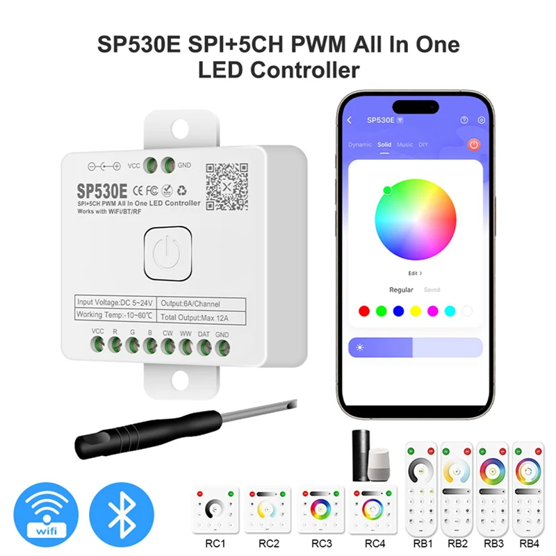 ABMF-3X 12-в-1 светодиодный контроллер Wi-Fi SP530E PWM SPI пиксели диммер для WS2812B WS2811 RGB RGBW светодиодные ленты с голосовым управлением