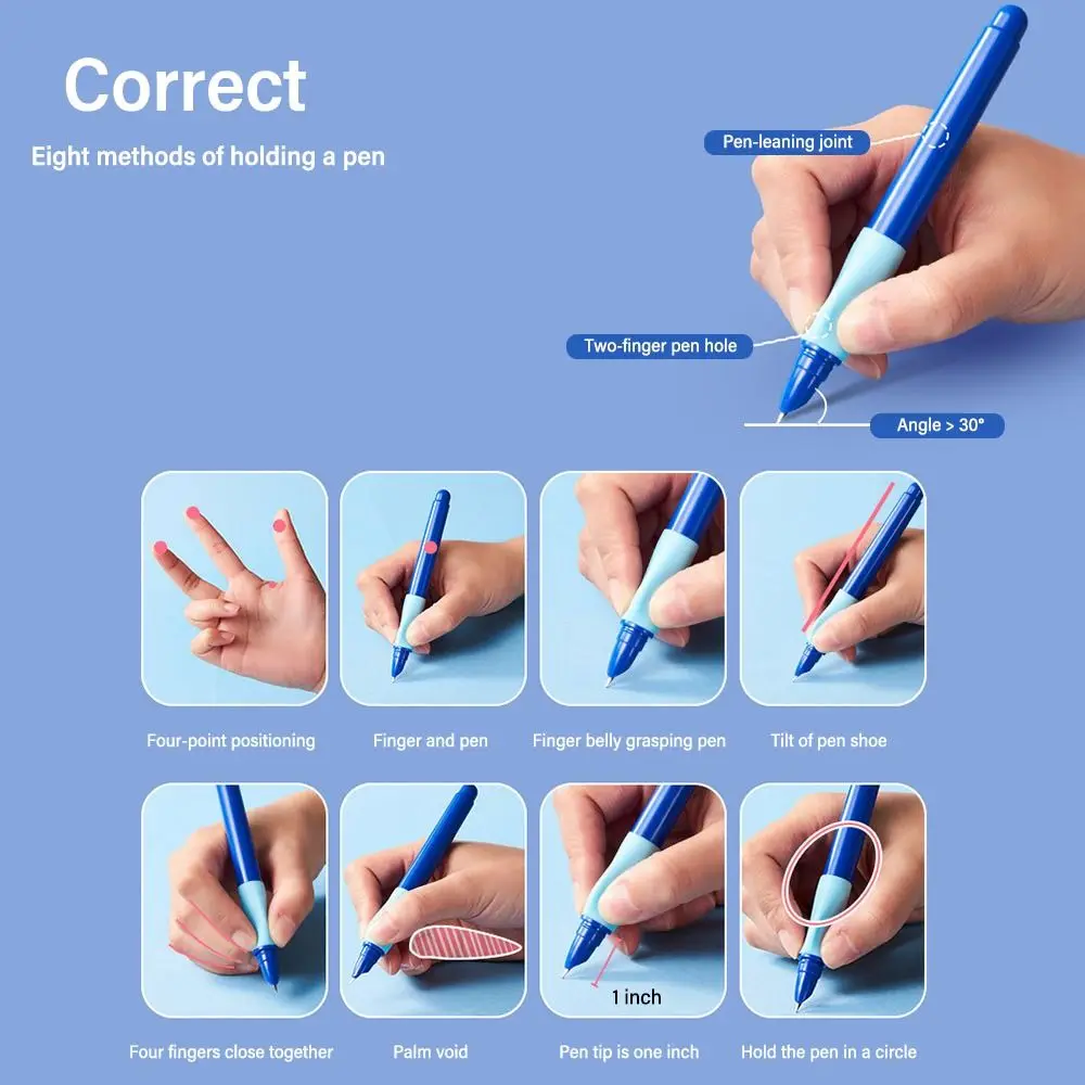 Grip Posture Correction Fountain Pen Soft Grip Replaceable Ink Sac Changing Ink Sac Pens 0.38MM Tip Neutral Pen School Office